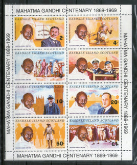 Easdale Island - Scotland 1979 Mahatma Gandhi of India Sheetlet of 8 MNH # 9049