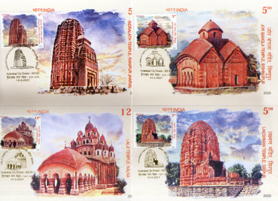India 2020 Terracotta Temples Architecture Hindu Mythology Set of 7 Max Cards # 9059