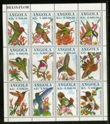 Angola 1996 Hummingbirds Wildlife Animals Sc 958 Sheetlet of 12 MNH # 9172