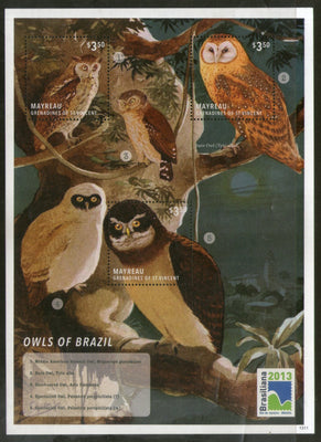 St. Vincent 2011 Owls of Brazil Birds of Prey Wildlife Fauna Sheetlet MNH # 9267