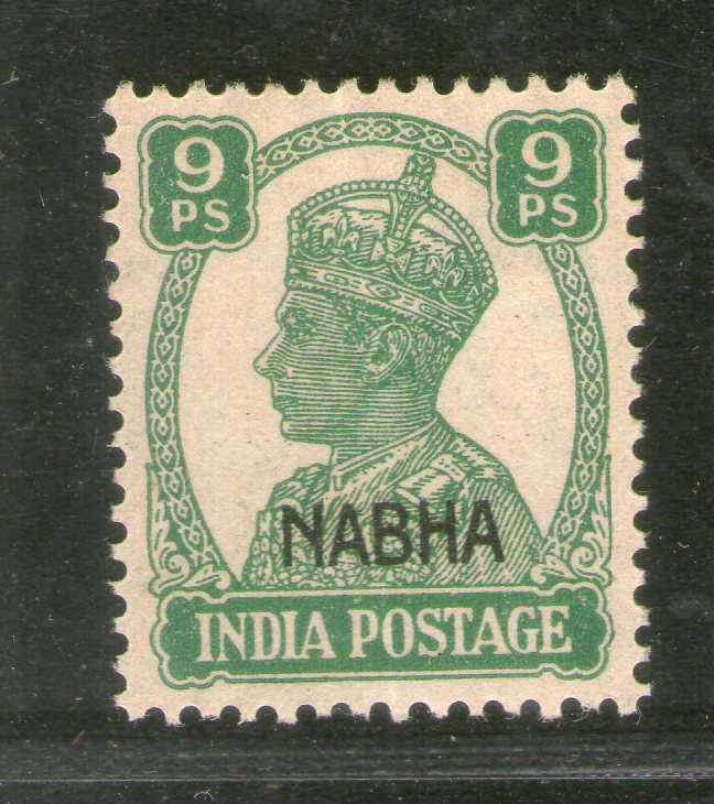 India Nabha State 9ps KG VI Postage Stamp SG 107 / Sc 102 Cat £3 MNH # 926