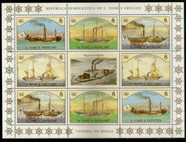 St. Thomas & Prince Islands 1984 Steam Ships Transport Sc 755 Sheetlet MNH # 9311A