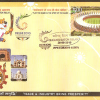 India 2010 Commonwealth Games Queen's Baton Relay Sport Shera Muscot AGRA Special Cover # 9354