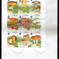 Gambia 1994 Mushrooms Plant Fungi Sc 1588 Sheetlet of 9 on FDC # 9456