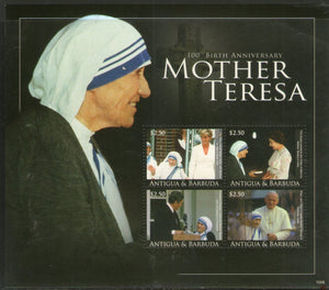 Antigua & Barbuda 2010 Mother Teresa of India Nobel Prize Winner Sc 3101 M/s MNH # 9465