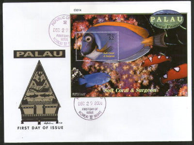 Palau 2000 Soft Coral & Surgeon Fishes Marine Life Animals Sc 604 M/s FDC # 9479