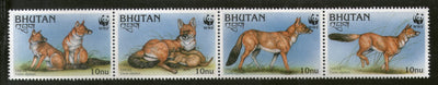 Bhutan 1997 WWF Dhole Whistling Dog Wildlife Animals Fauna Sc 1149 Strip MNH # 9485A
