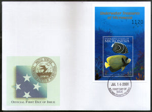 Micronesia 2001 Under Water Fishes Marine Life Animals Sc 447 M/s on FDC # 9486