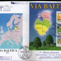 Estonia 1995 Joints Issue Baltic Highway Project Map Tourism Sc 289 M/s FDC # 9504