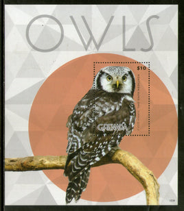 Grenada 2015 Owls Birds of Prey Wildlife Fauna M/s MNH # 9532