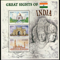 Zambia 1998 Taj Mahal Gateway of India Immambara Sc 726 Sheetlet MNH # 9599