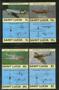St. Lucia 1985 World War II Aircraft Aviation Sc 762-65 MNH one stamp faulty  # 960
