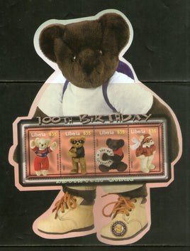 Liberia 2002 Teddy Bear Centenary All American Bear Odd Shaped M/s MNH # 9653