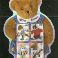 Liberia 2002 Teddy Bear Centenary Sporty Bear Odd Shaped M/s MNH # 9675