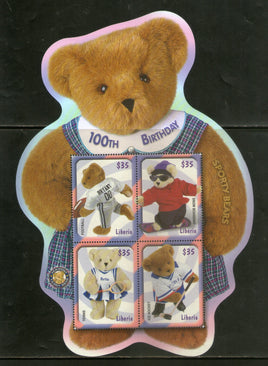 Liberia 2002 Teddy Bear Centenary Sporty Bear Odd Shaped M/s MNH # 9675