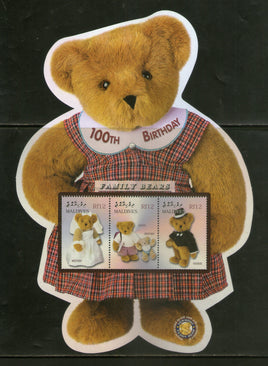 Maldives 2002 Teddy Bear Centenary Family Bear Odd Shaped M/s Sc 2657 MNH # 9676