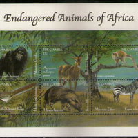 Gambia 2000 Gorilla Zebra Bird Wildlife Animals Sc 2194 Sheetlet MNH # 9703