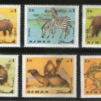 Ajman 1973 Lion Elephant Bear Zebra Zoo Animals Wildlife 6v MNH # 981