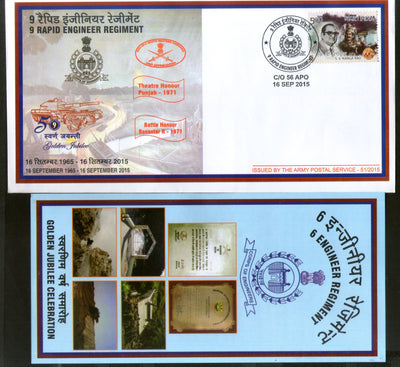India 2015 Rapid Engineer Regiment Coat of Arms Military APO Cover # 128 - Phil India Stamps