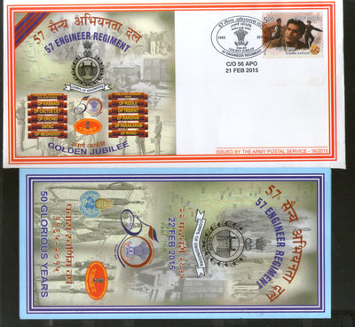 India 2015 Engineer Regiment Golden Jubile Coat of Arms Military APO Cover # 195 - Phil India Stamps