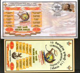 India 2015 Mechanised Infantry Regiment Coat of Arms Military APO Cover # 210 - Phil India Stamps