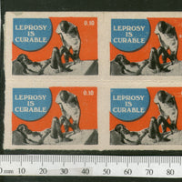 India Mahatma Gandhi Theme 10p Leprosy is Curable English Health Label BLK/4 MINT # B1021b - Phil India Stamps