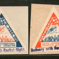 USA 1936 50c+75c Rocket Flight New York 3rd Int´al Philatelic Exhi. Triangular Vignette + Cover RARE