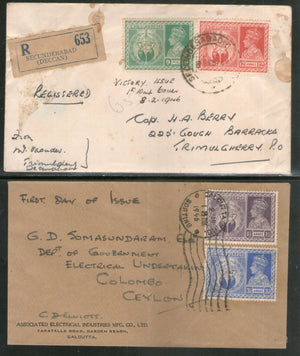 India 1946 Victory in WWII KG VI Phila-276-79 4v Commercial Used FDCs Extremely RARE