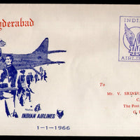 India 1966 Bombay - Hyderabad Indian Airlines Domestic First Flight Cover # 1371-22