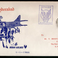 India 1966 Madras - Hyderabad Indian Airlines Domestic First Flight Cover # 1371-24