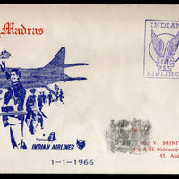 India 1966 Calcutta - Madras Indian Airlines Domestic First Flight Cover # 1371-8