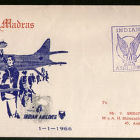India 1966 Calcutta - Madras Indian Airlines Domestic First Flight Cover # 1371-9