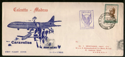 India 1966 Calcutta - Madras Indian Airlines Domestic First Flight Cover # 1371-9