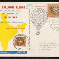 India 1965 Germany 3rd Pestalozzi Balloon Flight Banglore Carried Card # 1457E