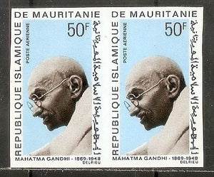 Mauritania 1969 Mahatma Gandhi of India IMPERF PAIR MNH