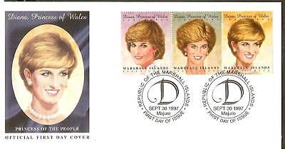 Marshall Islands 1997 Princess Diana 3v Se-tenant Official FDC #7092
