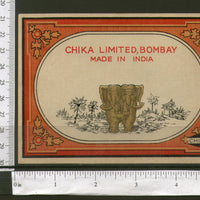 India Twins Elephant Brand Vintage Trade Textile Label Wild Life Animal 556-20 - Phil India Stamps