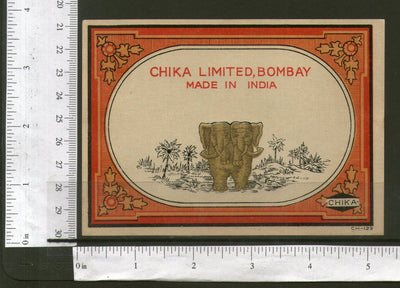 India Twins Elephant Brand Vintage Trade Textile Label Wild Life Animal 556-20 - Phil India Stamps
