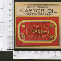 India London Brand Castor Oil Vintage Trade Label Multi-colour 556-21 - Phil India Stamps