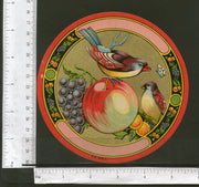 India Bird Fruits Vintage Trade Textile Label Multi-colour # 556-25 - Phil India Stamps