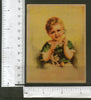 India Child with Telephone & Toy Vintage Trade Textile Label Multi-colo# 556-30 - Phil India Stamps