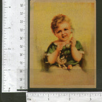 India Child with Telephone & Toy Vintage Trade Textile Label Multi-colo# 556-30 - Phil India Stamps