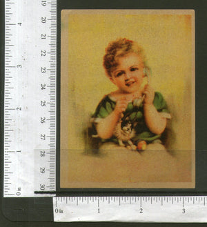 India Child with Telephone & Toy Vintage Trade Textile Label Multi-colo# 556-30 - Phil India Stamps