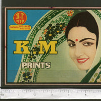 India KM Brand Vintage Trade Textile Label Multi-colour Women in Saree # 556-32 - Phil India Stamps