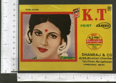 India KT Brand Saree Women Vintage Trade Textile Label Multi-colour # 556-35 - Phil India Stamps