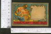 India Lion Animal Wildlife Vintage Trade Textile Label Multi-colour # 556-43 - Phil India Stamps