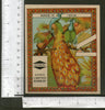 India Peacock Birds Vintage Trade Textile Label Multi-coloured Fauna # 556-46 - Phil India Stamps