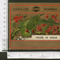 India Parrot Birds Flowers Bronze Vintage Trade Textile Label Multi-colour # 50 - Phil India Stamps