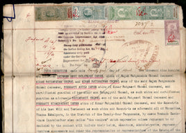 India Fiscal KEd Rs.200+100, KGV Rs.50+20+8As Special Adhesive Stamp on Document