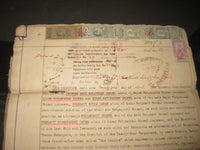 India Fiscal KEd Rs.200+100, KGV Rs.50+20+8As Special Adhesive Stamp on Document